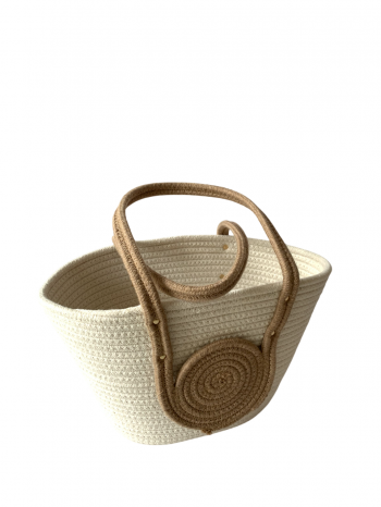 LTD2315 Handmade Cotton Rope Basket Tote  Eco-Friendly Woven Storage Bag with Handles