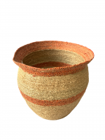 LTD2322 - Handmade Seagrass Belly Basket with Terracotta Stripes – Eco-Friendly Storage Basket from Vietnam
